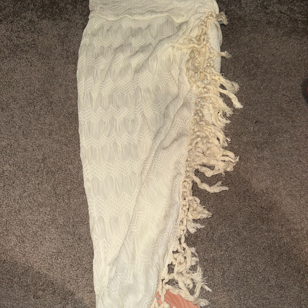 SHEIN Ivory Tassel Swim Coverup